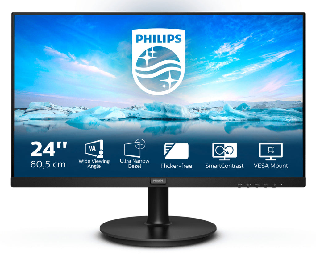 Philips 241V8L/00 23.8 FHD VA 4 ms 75 Hz Antirreflectante Smart Contrast sRGB Negro