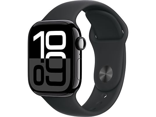 Apple Watch Series 10 (2024) GPS + Cellular 42 mm Gesto de doble toque Caja de aluminio Negro azabache Correa deportiva Negra Talla S/M