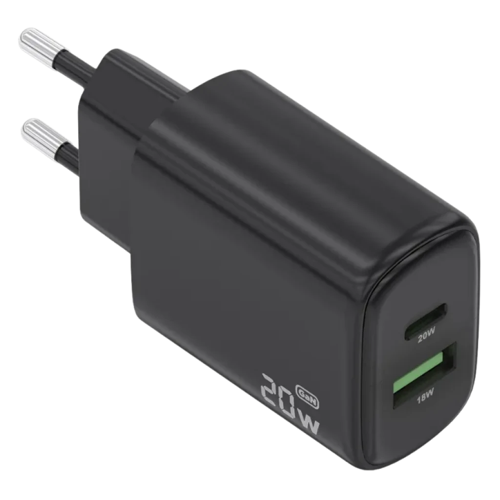 Aisens GaN A110-0910 20W USB-C + USB-A Negro Cargador de pared