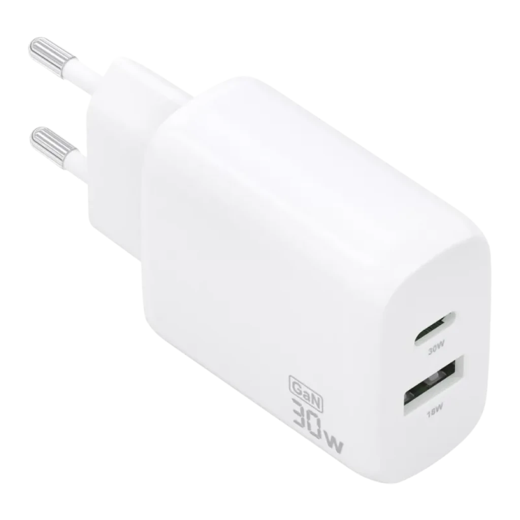 Aisens GaN A110-0923 30W USB-C + USB-A Blanco Cargador de pared