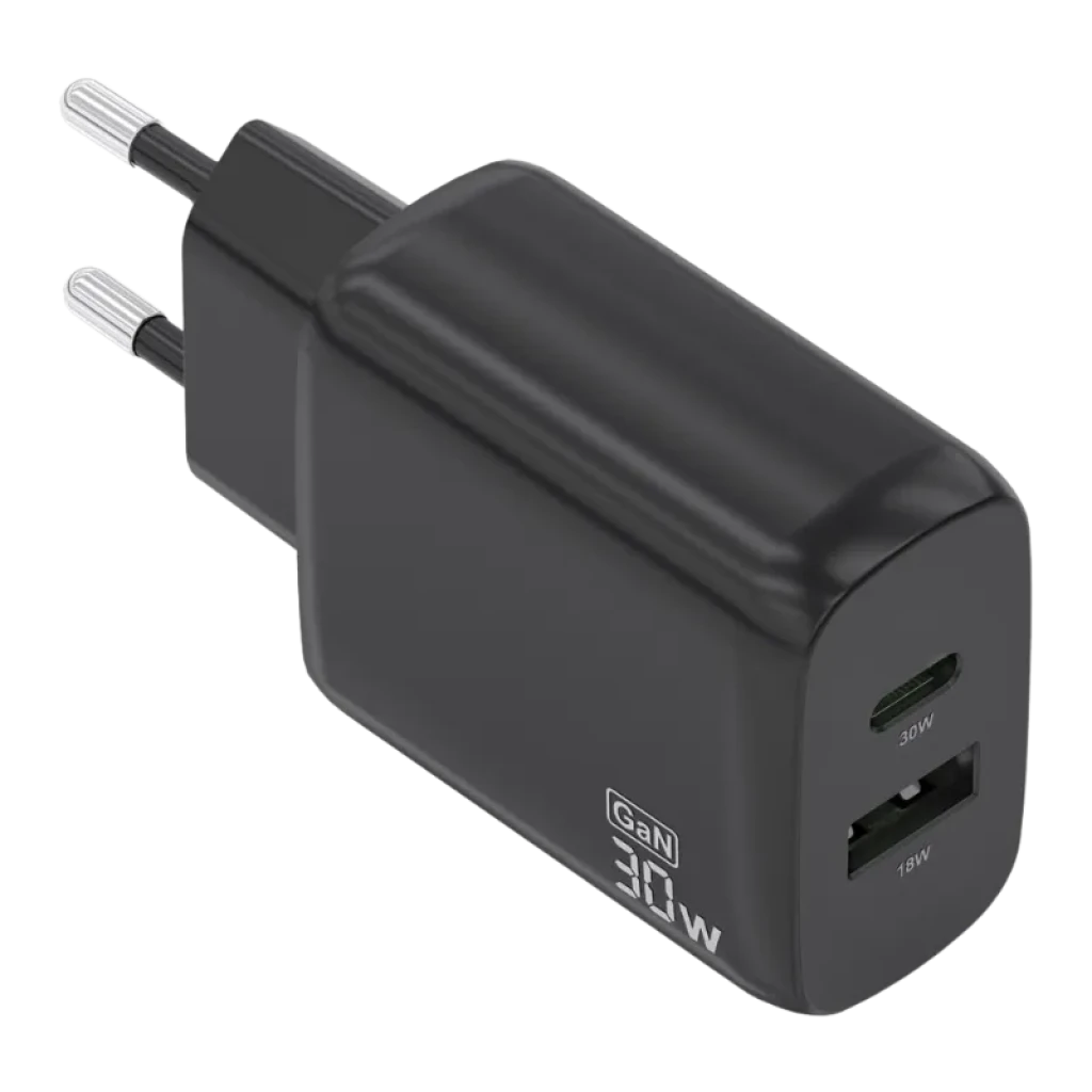 Aisens GaN A110-0924 30W USB-C + USB-A Negro Cargador de pared