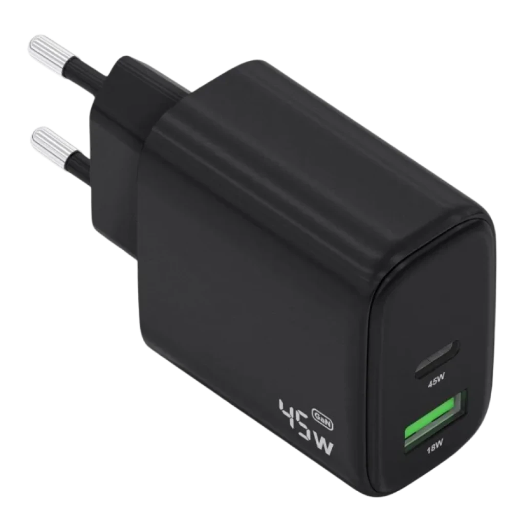 Aisens GaN A110-0972 45W USB-C + USB-A Negro Cargador de pared