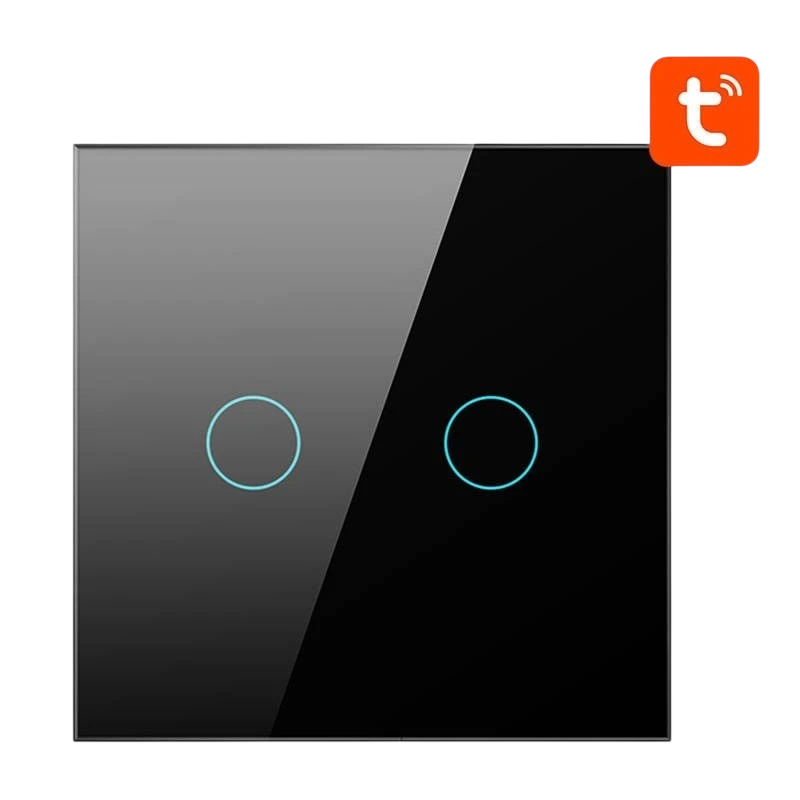 Avatto LZTS02-EU-B2 2 Botones ZigBee Negro Interruptor Táctil Inteligente