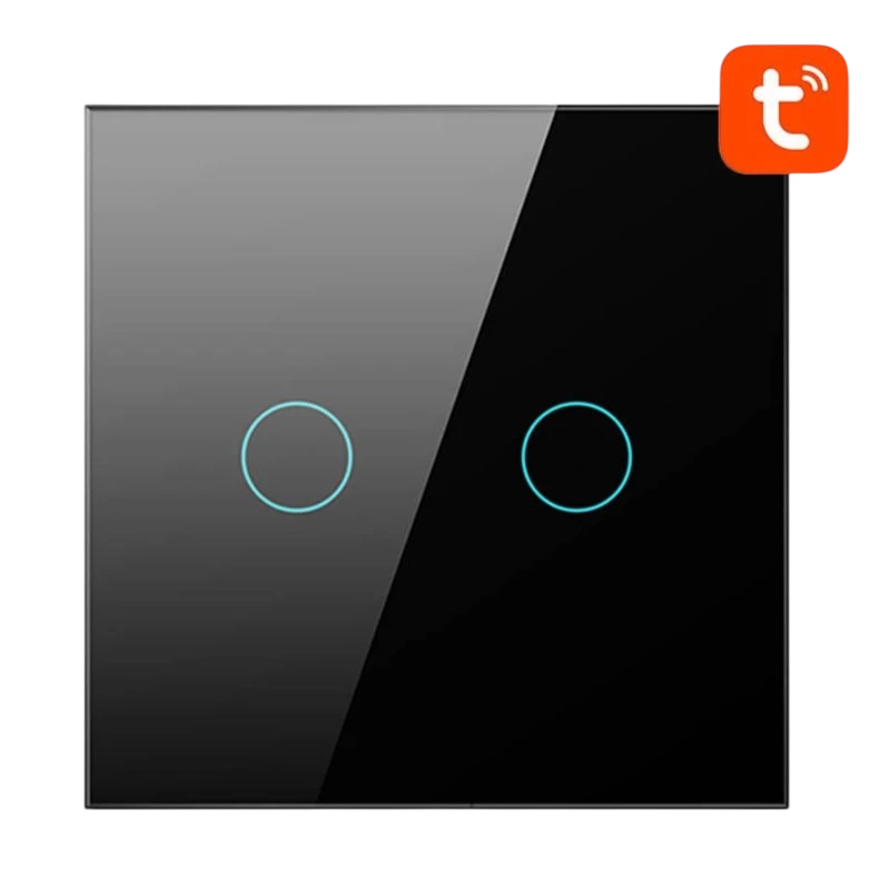 Avatto TS02-EU-B2 2 Botones WiFi Negro Interruptor Táctil Inteligente