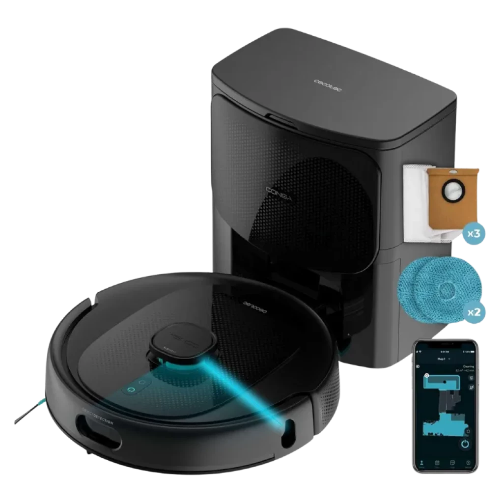 Cecotec Conga 9990 AI Spin Revolution Ultra Power Home Aspirador Robot con base de autovaciado