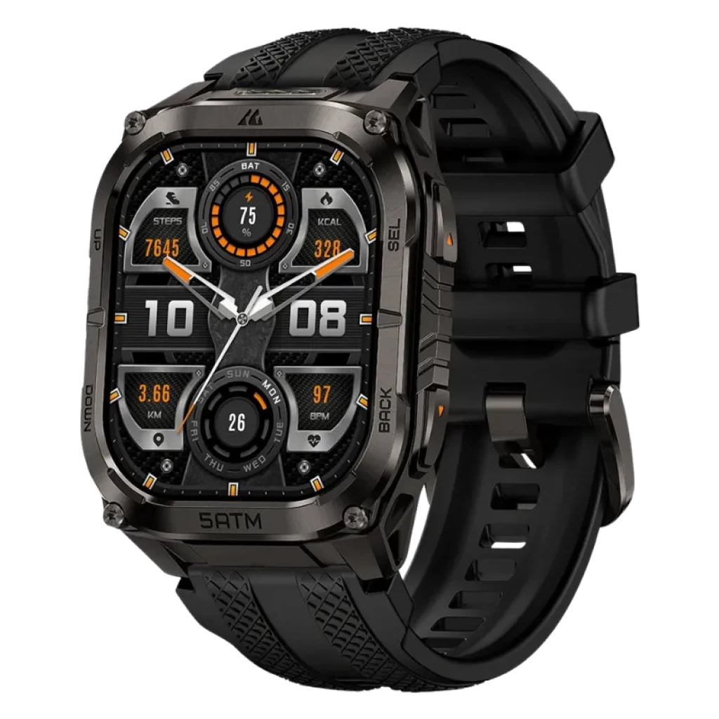 Kospet Tank M4C Negro con correa negra con GPS de doble banda Resistencia de grado militar Reloj Inteligente