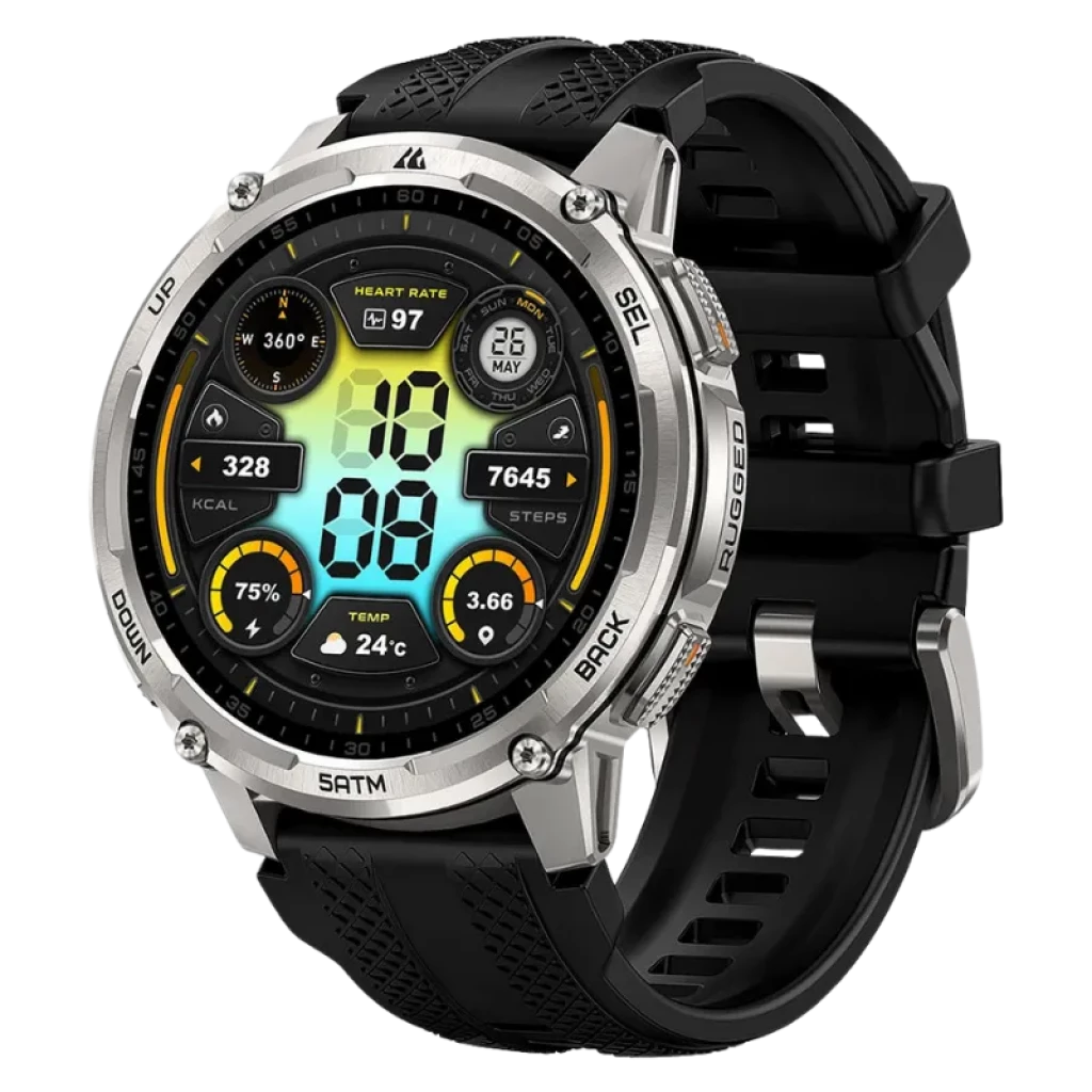 Kospet Tank T4C Plata con correa negra Pantalla AMOLED 1,5 Pulgadas Resistencia de 5 ATM Reloj Inteligente