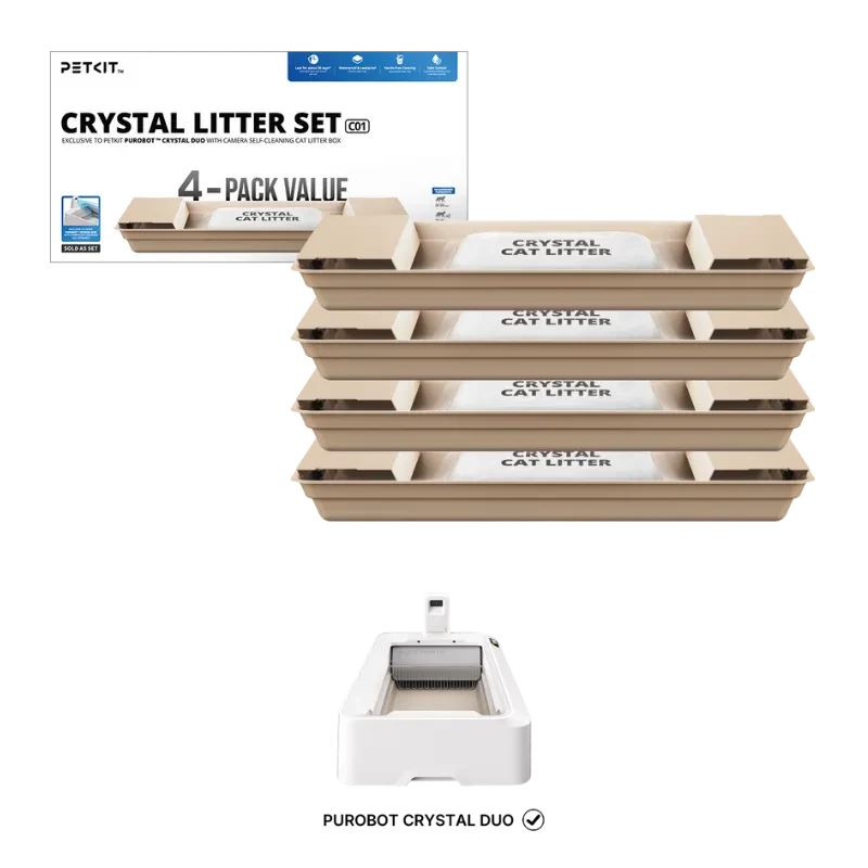 PETKIT Set de Arena para Gatos Azul + Bandejas Reemplazables para Purobot Crystal Duo (Pack x4)