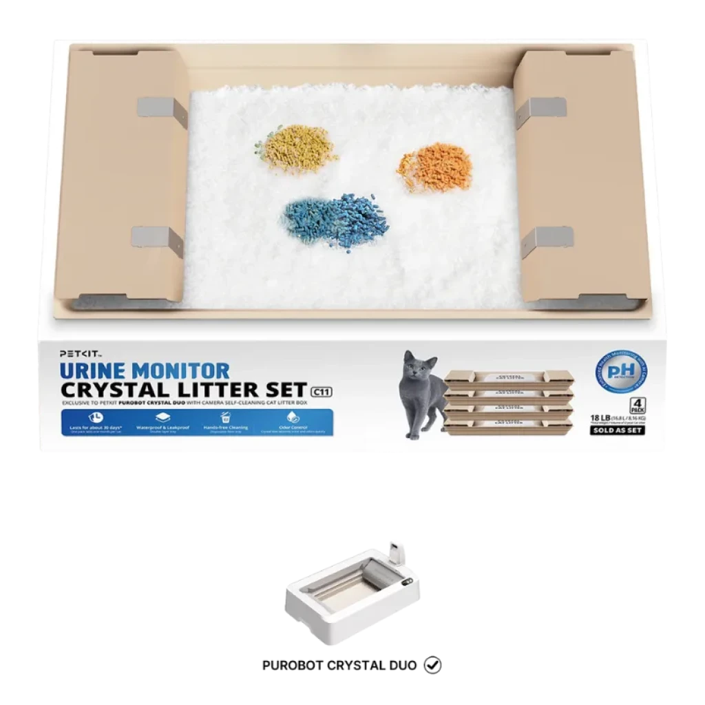 PETKIT Set de Arena para Gatos con Monitoreo de Orina + Bandejas Reemplazables para Purobot Crystal Duo (Pack x4)