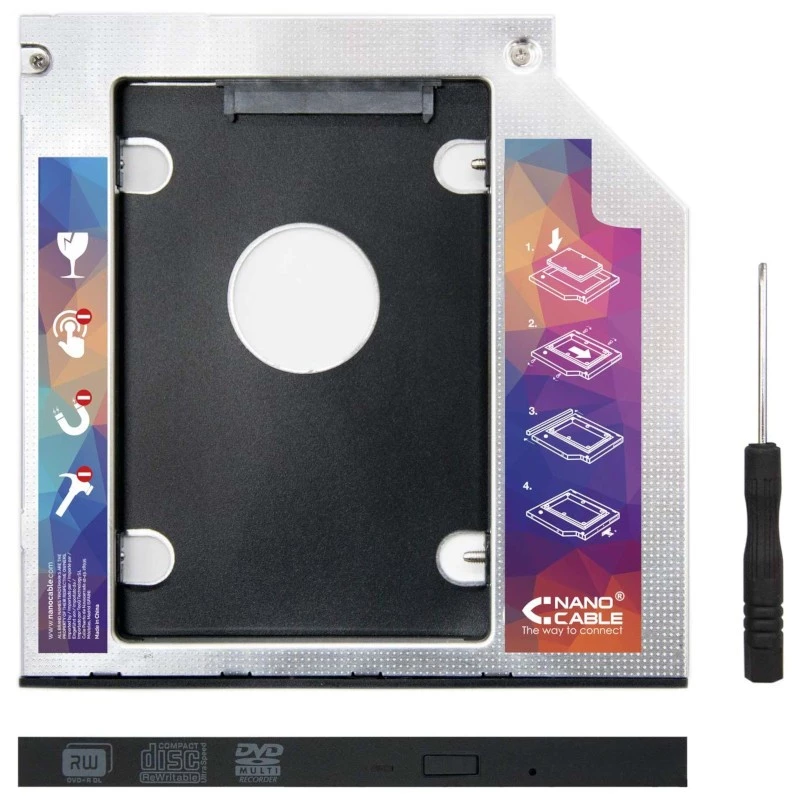 Adaptador Nanocable Lector DVD a HDD/SSD STA 2.5 9.5mm