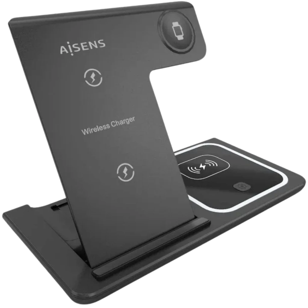 Aisens ASCH-15BK3BKC043-BK 3 en 1 Qi 15BK Plegable Negro Base de carga Inalámbrica