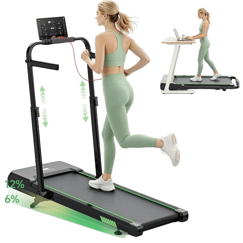 Akluer TW140x Auto-Inclinación del 12% con Altavoz Bluetooth y Barandillas Laterales Cinta de Correr Plegable