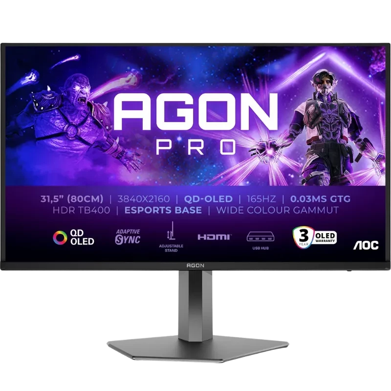 AOC AGON PRO AG326UD 31.5' 4K Ultra HD QD-OLED 165Hz 0,03 ms GtG DisplayHDR™ True Black 400 Monitor PC Gaming