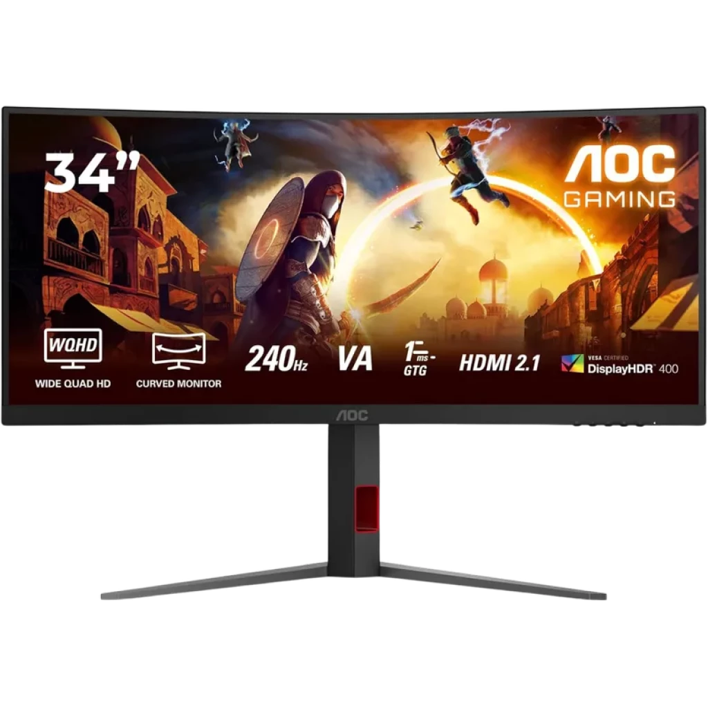AOC CU34G4Z 34' Ultra Wide LED 240 Hz 1 ms Curvo Negro y Rojo Monitor de PC