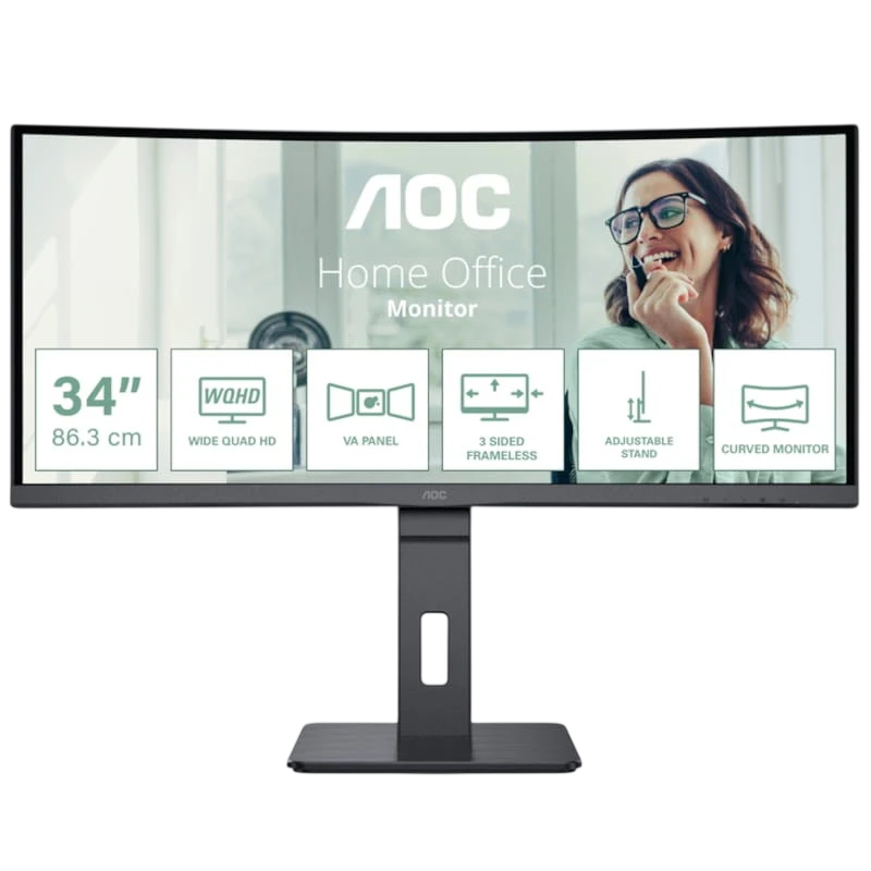 AOC CU34P3CV 34 WQHD VA UltraWide Curvo 100 Hz Negro