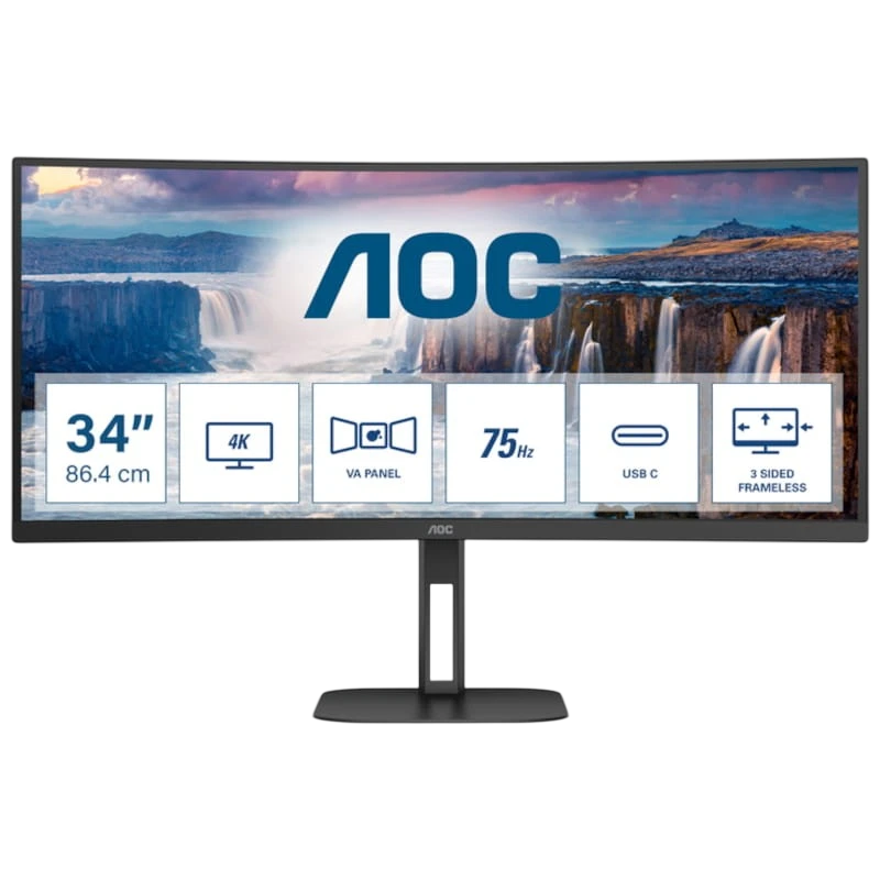 AOC V5 CU34V5C/BK 34 WQHD VA UltraWide Curvo 100 Hz FreeSync Negro