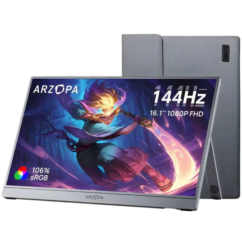 Arzopa Z1FC 16,1' FHD IPS 144Hz HDR Gris Monitor Portátil con funda de transporte