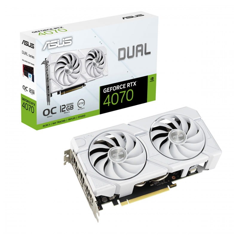 ASUS DUAL-RTX4070 O12G EVO Blanco 12 GB GDDR6X Tarjeta gráfica