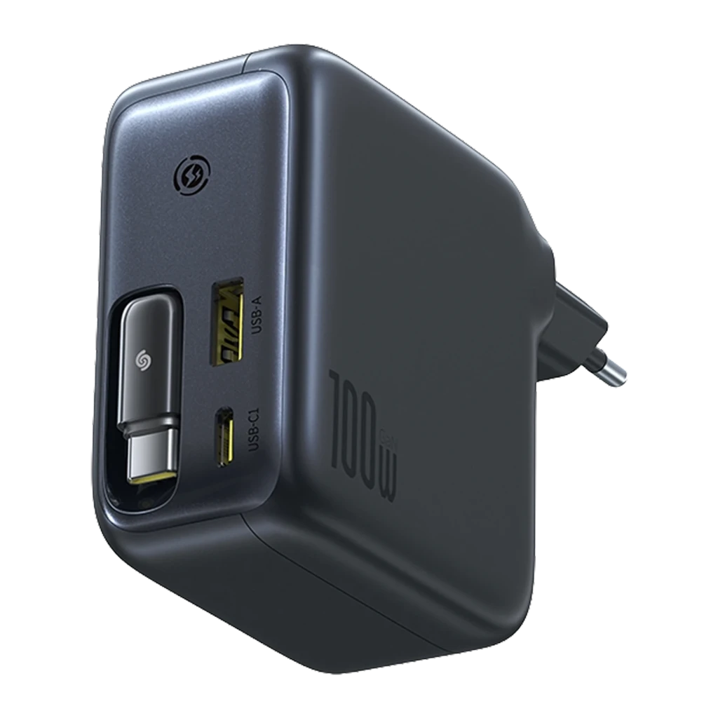 Baseus EnerCore CJ11 USB-C 100W- Cargador de pared con cable retráctil