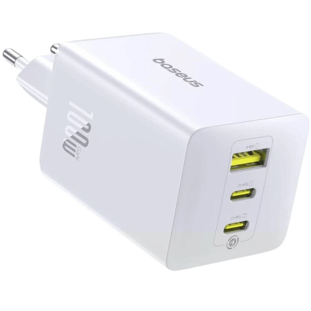 Baseus EnerFill FE11 100W GaN 6 2xUSB-C + USB-A Blanco Cargador de pared rápido