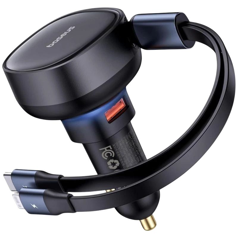 Baseus Enjoyment 60W Cargador de coche 1xUSB-C 1xConector Lightning/USB-C