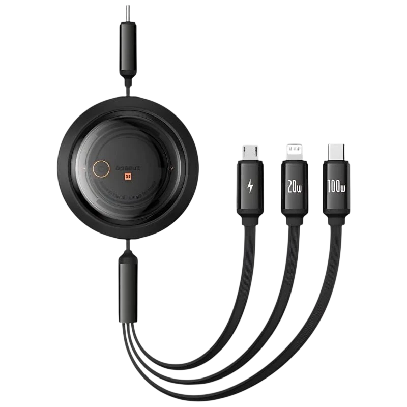 Baseus Free2Draw Negro Cable USB-C 3 en 1 USB-C/Lightning/Micro 1,1m