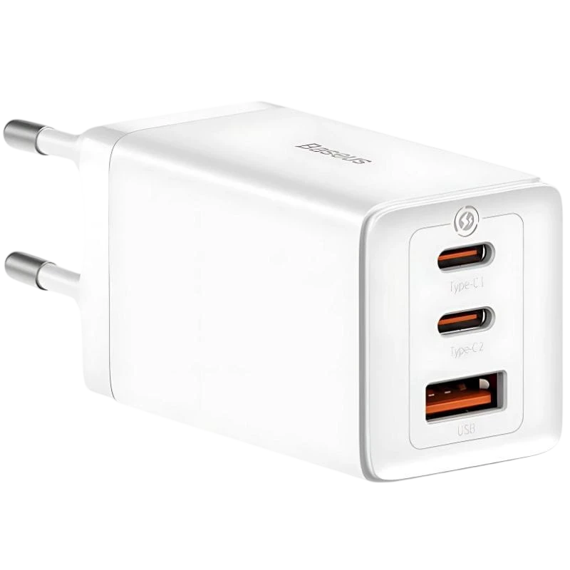 Baseus GaN5 Pro 65W Cargador de pared 2xUSB-C 1xUSB-A Blanco
