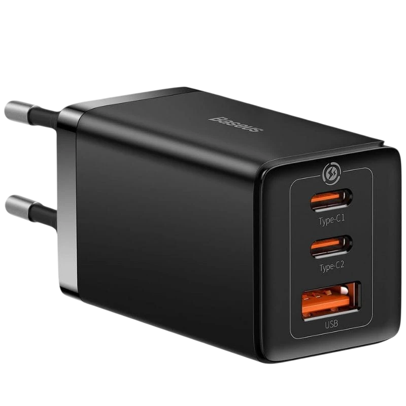Baseus GaN5 Pro 65W Cargador de pared 2xUSB-C 1xUSB-A Negro