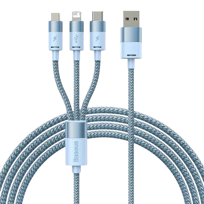 Baseus StarSpeed Series Azul Cable USB 3 en 1 USB-C/Micro/Lightning