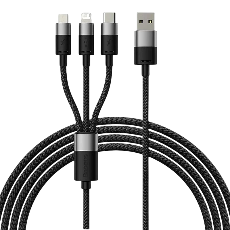 Baseus StarSpeed Series Negro Cable USB 3 en 1 USB-C/Micro/Lightning