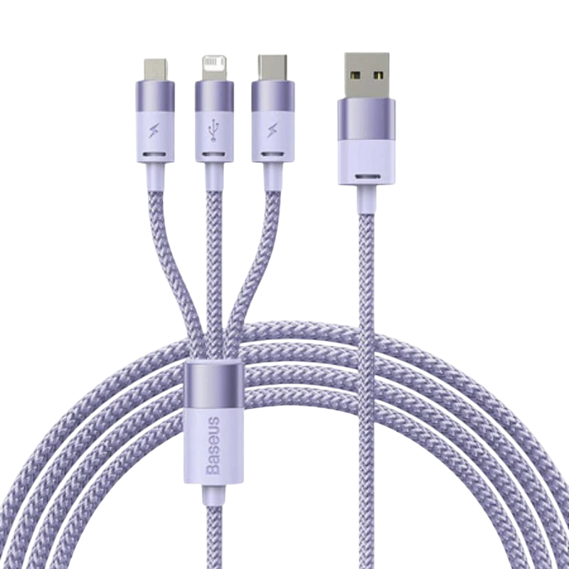 Baseus StarSpeed Series Púrpura Cable USB 3 en 1 USB-C/Micro/Lightning