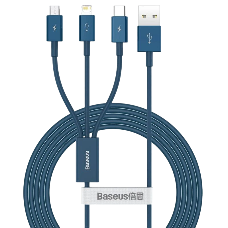 Baseus Superior Series Cable USB-A 3 en 1 a USB-C/Micro/Lightning 1,5m