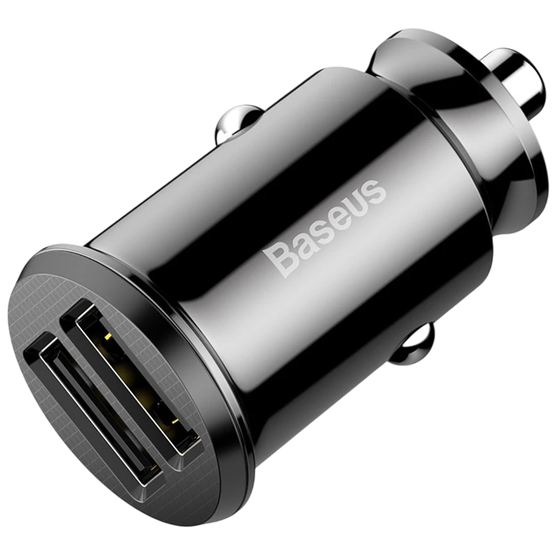 Baseus Cargador de Coche Dual USB 3.1A Small Rice Grain Negro