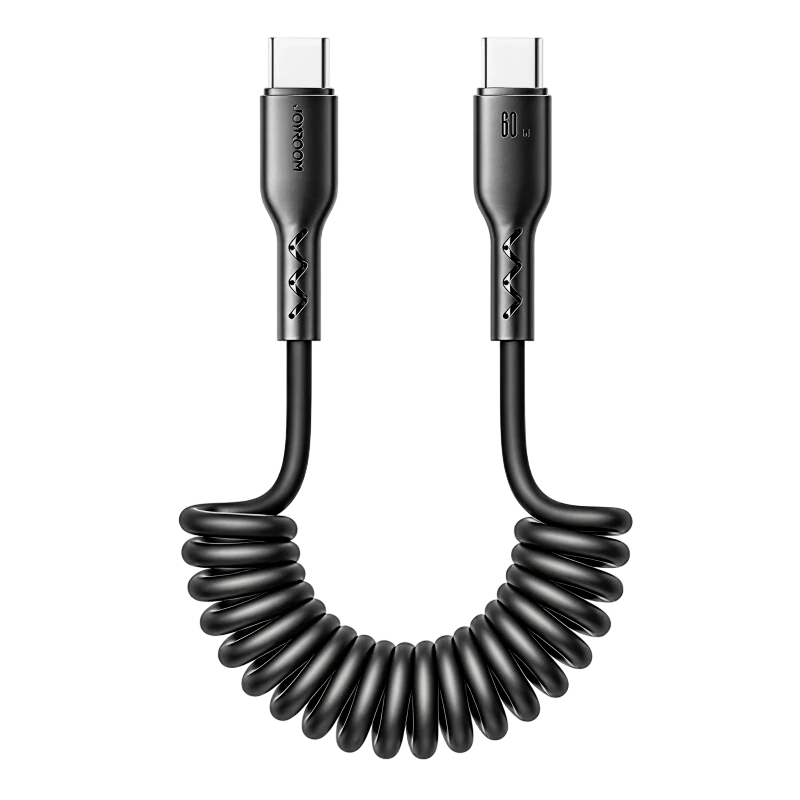 Joyroom Cable de Carga Rápida 60 W Serie Easy‑Travel Enrollable Tipo‑C a Tipo‑C 1,5 m (Negro)