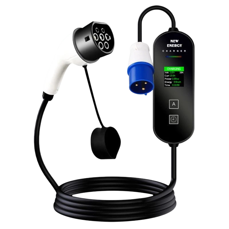 Cargador Coche Eléctrico Portátil 32A / 7.0KW / Monofásico / 10M / LCD EV Tipo 2