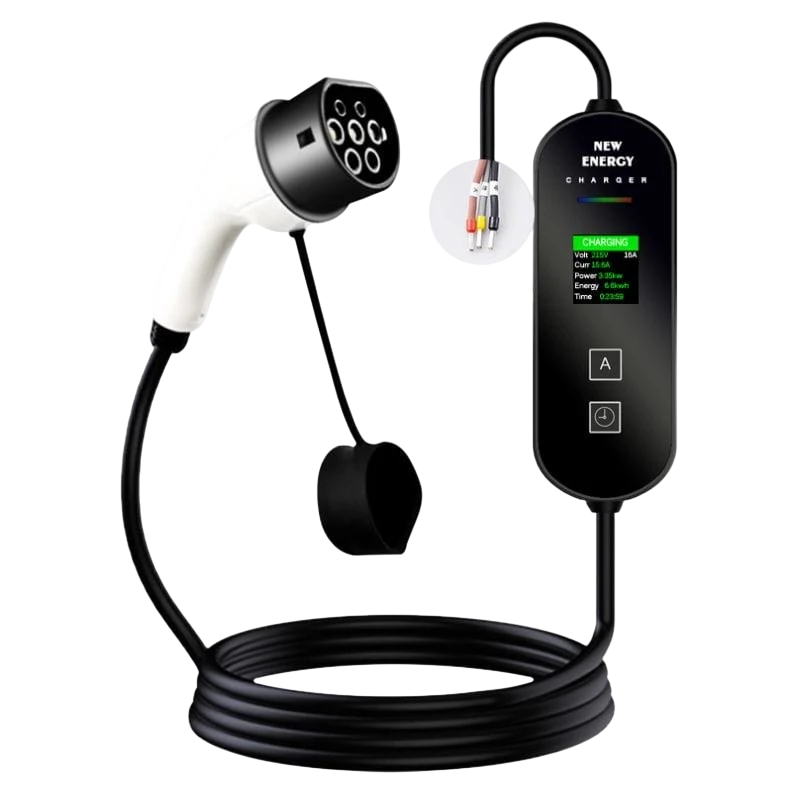 Cargador Coche Eléctrico Portátil 32A / 7.0KW / Sin enchufe / 10M / LCD EV Tipo 2