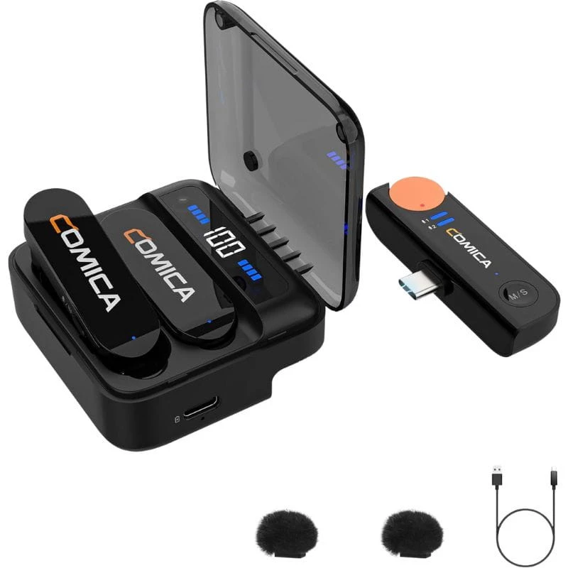 COMICA Vimo S-UC Micrófono Lavalier Inalámbrico con Cancelación de Sonido (USB-C) Negro