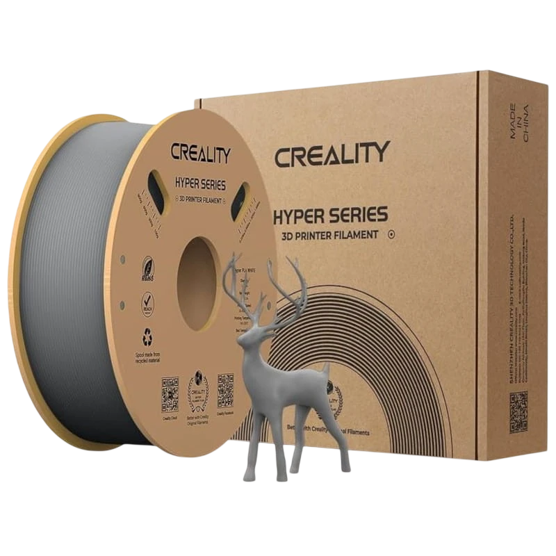 Filamento Creality Hyper PLA Gris 1.75mm Impresión de alta velocidad hasta 600mm/s Bobina de 1kg