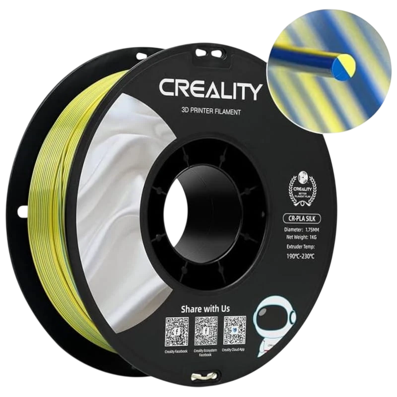 Filamento Creality PLA CR-Silk Amarillo y Azul 1.75mm Bobina de 1kg