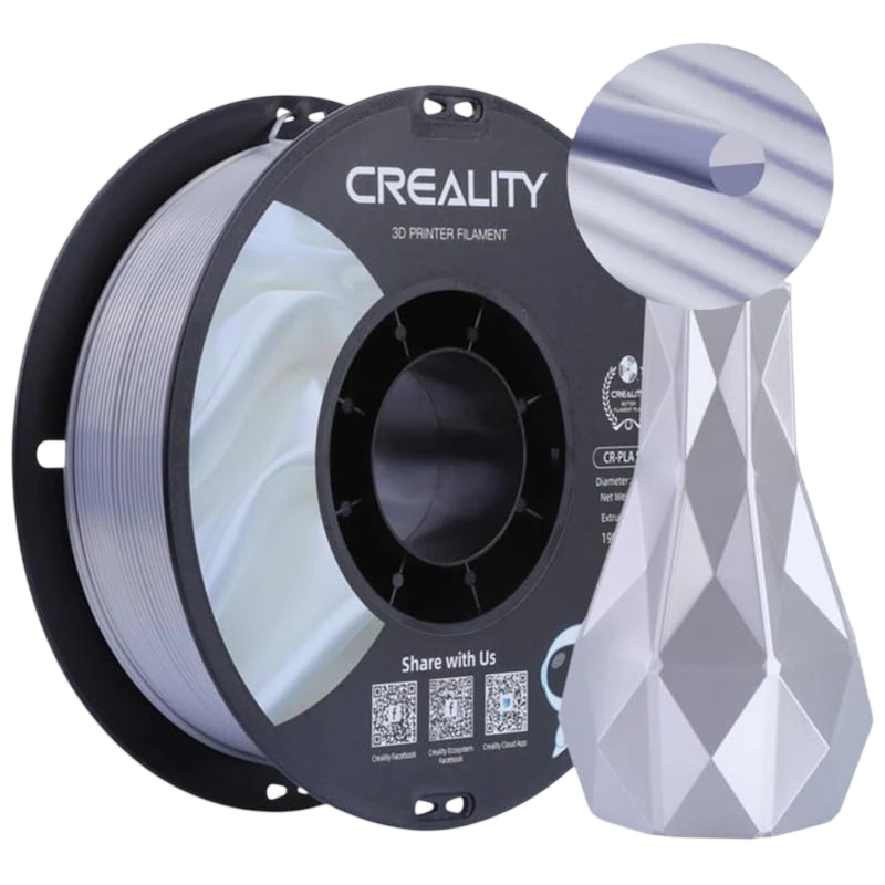 Filamento Creality PLA CR-Silk Plateado 1.75mm Bobina de 1kg
