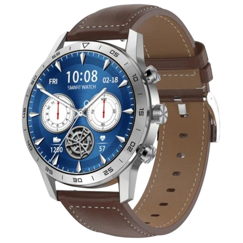 DT NO.1 DT70+ Correa Cuero Plata Reloj inteligente