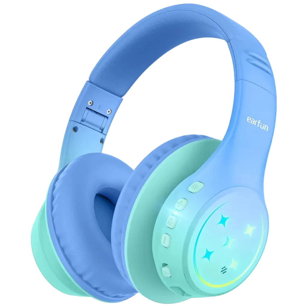 EarFun K4 RGB Bluetooth Verde – Auriculares Infantiles con 90h de Autonomía y Limitación de Volumen