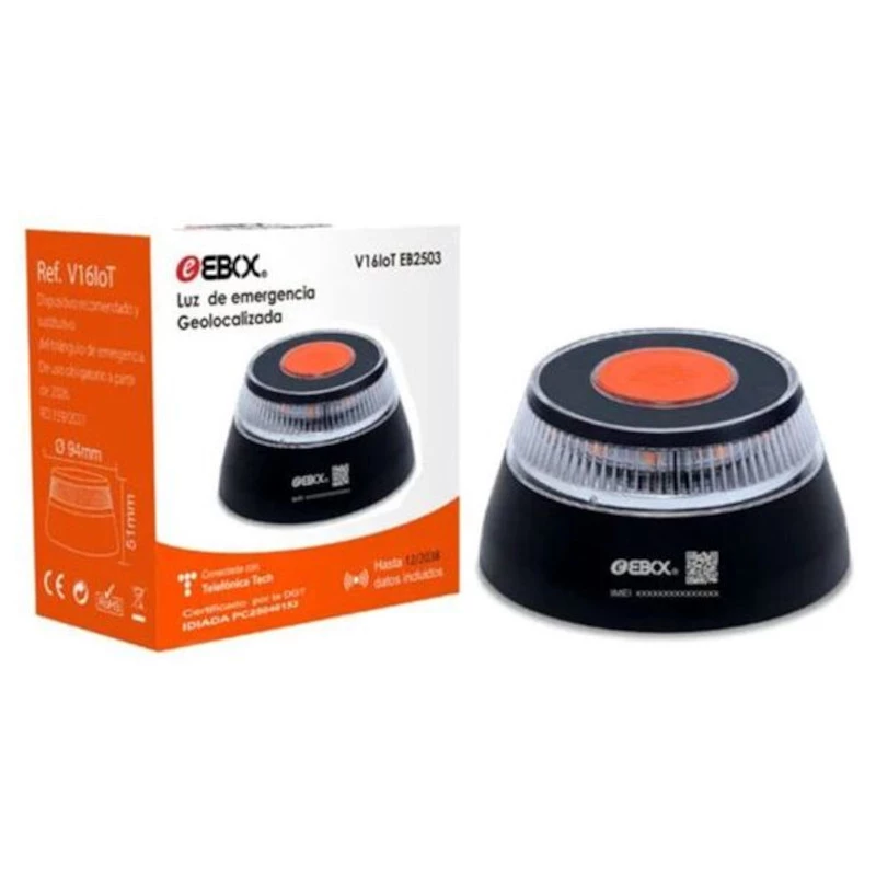 Ebox V16 IoT DGT con Geolocalización Conectada Baliza de Emergencia para coche