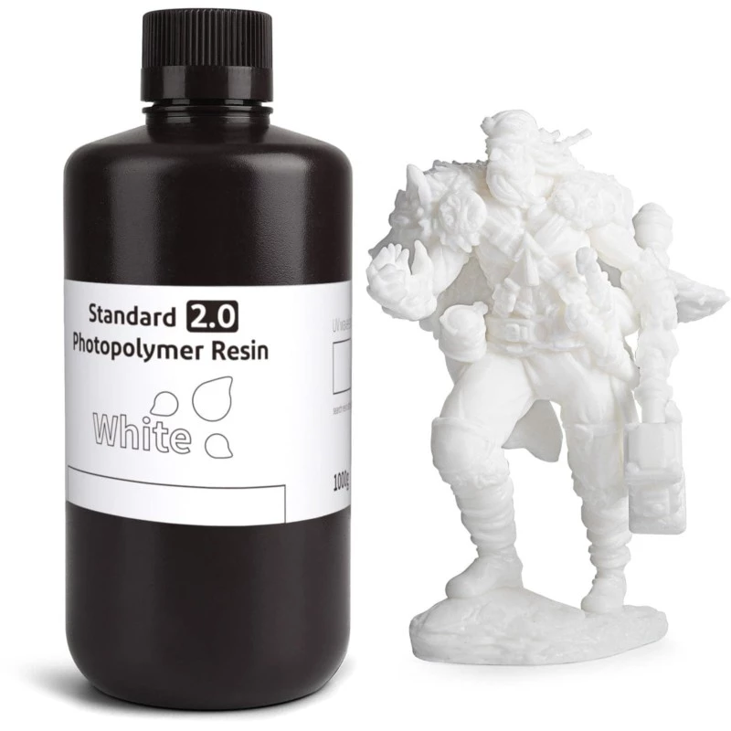 ELEGOO Resina Estándar v2.0 Color Blanco Para Impresoras 3D de Resina LCD 1KG