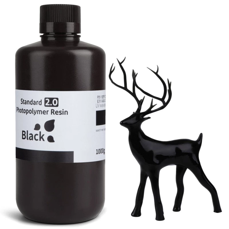 ELEGOO Resina Estándar v2.0 Color Negro Para Impresoras 3D de Resina LCD 1KG