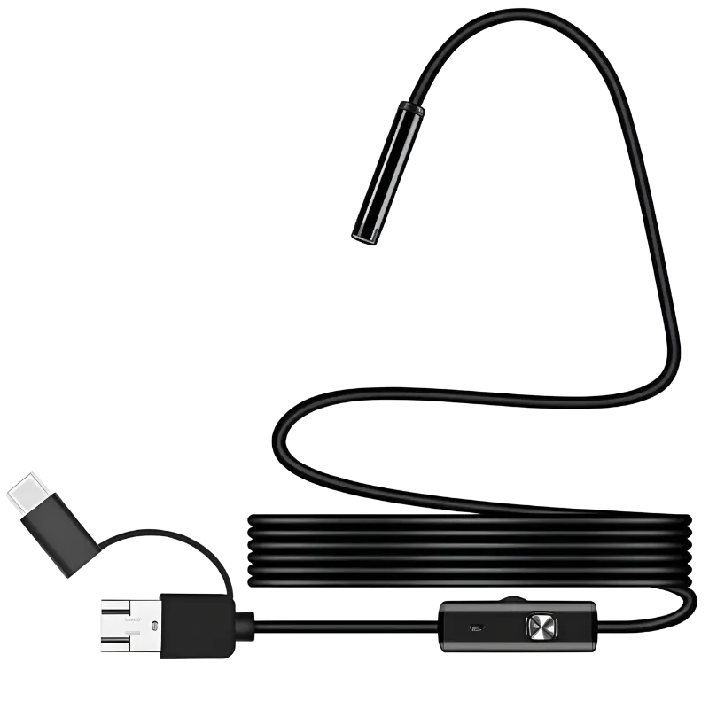 Endoscopio Digital 8mm Auto Focus 5MP (USB-A/MicroUSB/Type-C) – Cable rígido – 5 m