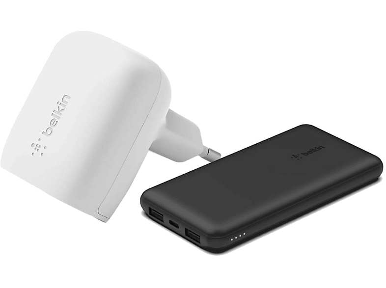 Belkin Pack Cargador USB C de 20W + Powerbank de 10000 W Negro y blanco