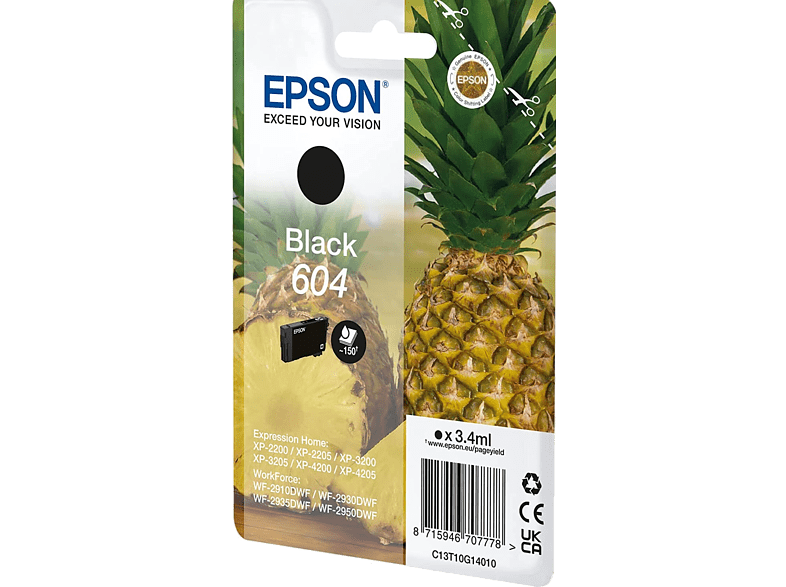 Epson 604 INK ‎Tamaño estándar Hasta 350 páginas Negro