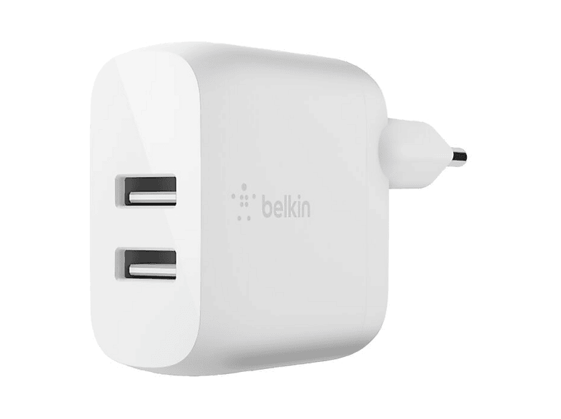 Belkin BoostCharge Cargador de pared USB-A doble de 24 W Universal Blanco
