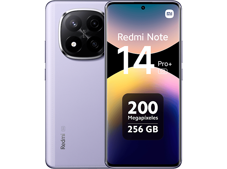 Xiaomi Redmi Note 14 Pro+ 5G Morado lavanda 256 GB 8 GB RAM 6.67 AMOLED 1.5K Snapdragon 7s Gen 3. 5110 mAh